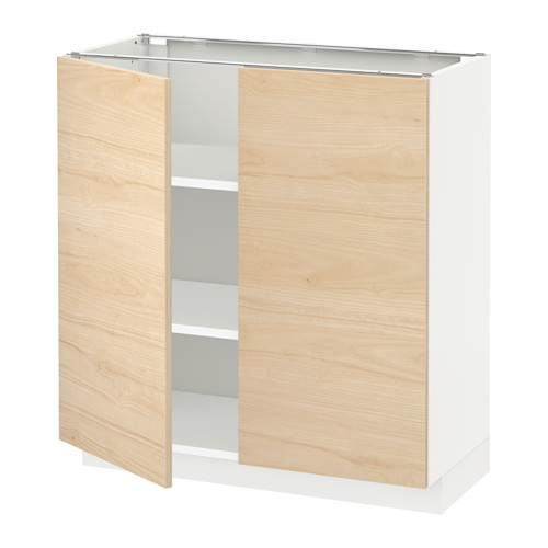 METOD - base cabinet with shelves/2 doors, white/Askersund light ash effect, 80x37x80 cm | IKEA Taiwan Online - PE637711_S4