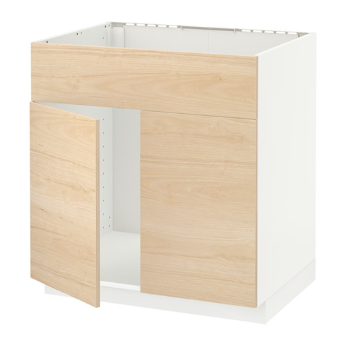 METOD - 水槽底櫃附2門板/面板, 白色/Askersund 淺色梣木紋 | IKEA 線上購物 - PE637844_S4