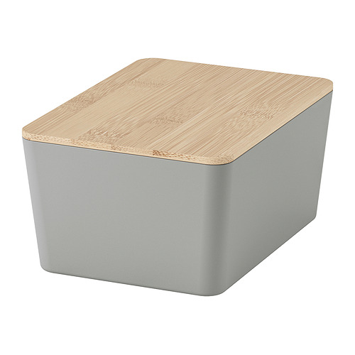 KUGGIS - 附蓋收納盒, 淺灰色/竹, 13x18x8 公分 | IKEA 線上購物 - PE973138_S4