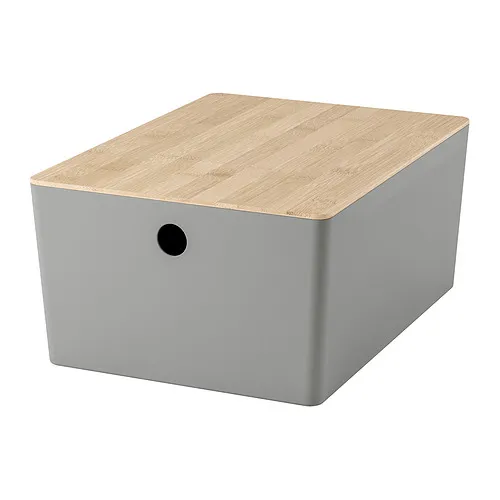 KUGGIS - 附蓋收納盒, 淺灰色/竹, 26x35x15 公分 | IKEA 線上購物 - PE973144_S4