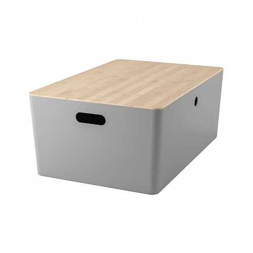KUGGIS - 附蓋收納盒, 淺灰色/竹, 37x54x21 公分 | IKEA 線上購物 - PE973146_S4