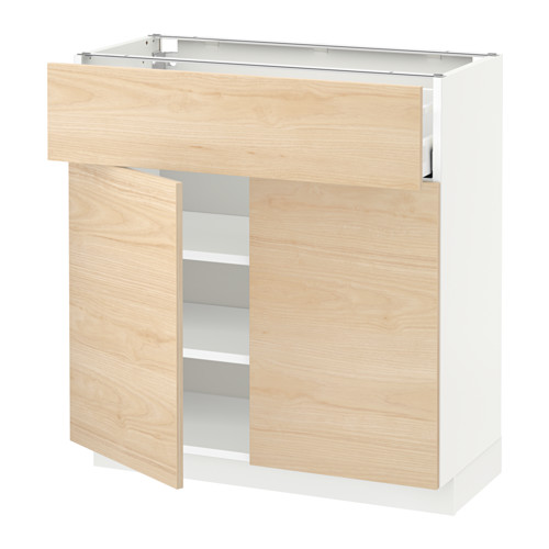 METOD/MAXIMERA - base cabinet with drawer/2 doors, white/Askersund light ash effect | IKEA Taiwan Online - PE638008_S4