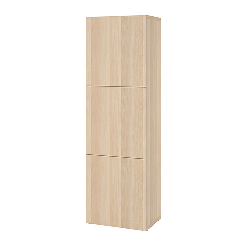 BESTÅ - shelf unit with doors, white stained oak effect/Lappviken white stained oak effect, 60x42x193 cm | IKEA Taiwan Online - PE828530_S4