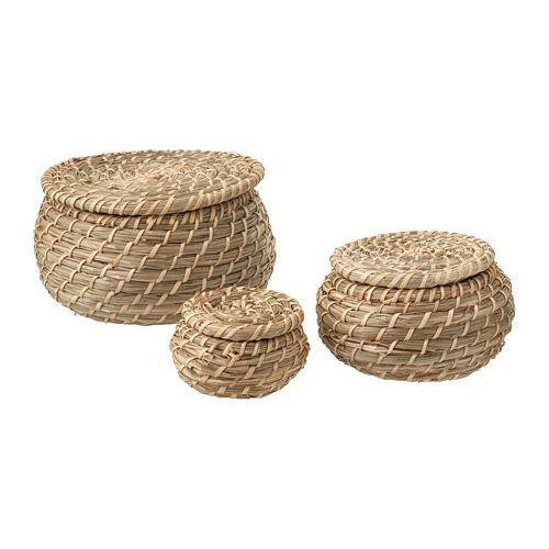 FRYKEN - box with lid, set of 3, seagrass | IKEA Taiwan Online - PE728524_S4