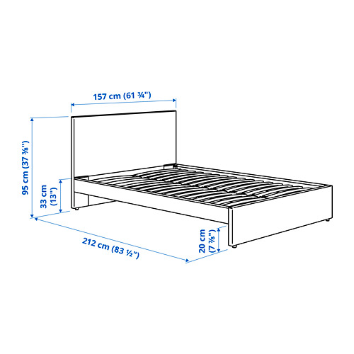 GLADSTAD - 雙人軟墊式床框, 淺灰色, 附床底板條底座 | IKEA 線上購物 - PE828590_S4