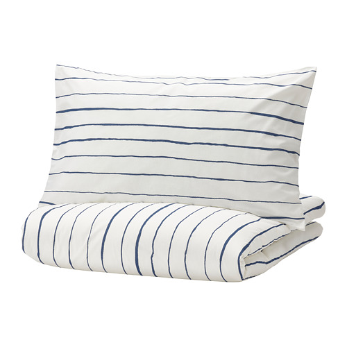 PAGODTRÄD - duvet cover and 2 pillowcases, white/dark blue | IKEA Taiwan Online - PE828690_S4