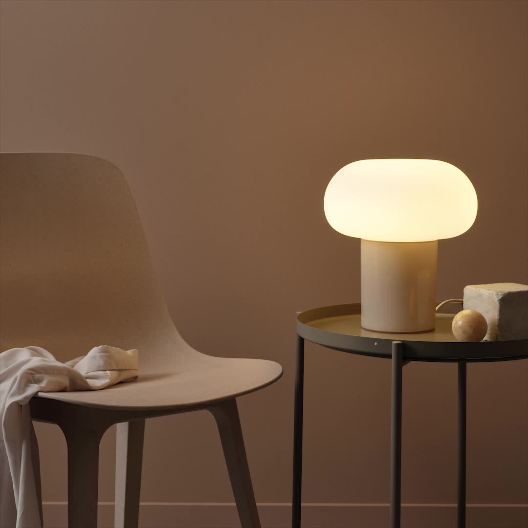 DEJSA - table lamp, beige/opal white glass, 28 cm | IKEA Taiwan Online