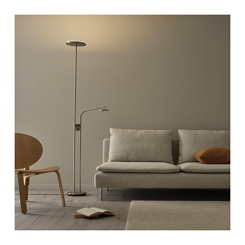 ISJAKT - LED floor uplighter/reading lamp, dimmable/nickel-plated | IKEA Taiwan Online - PE871079_S4