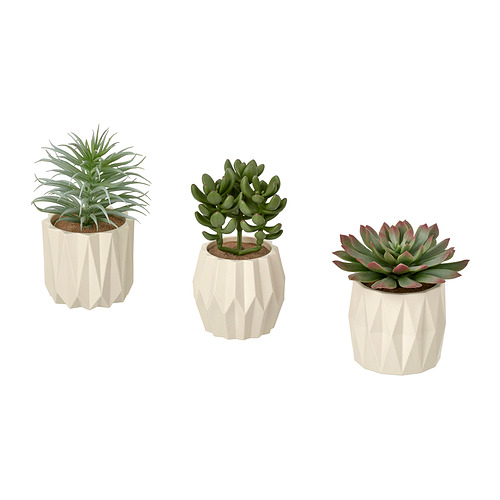 FEJKA artificial potted plant, set of 3