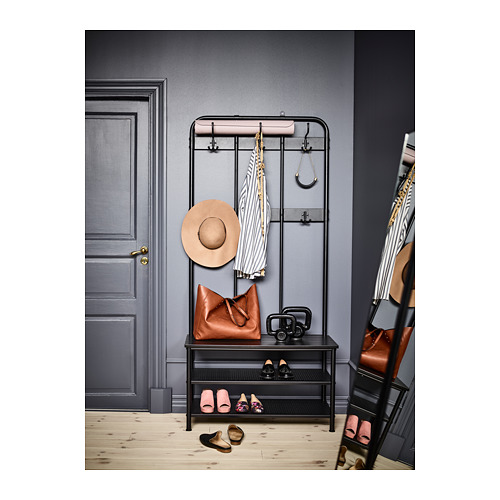 PINNIG - 收納鞋凳附衣帽架, 黑色 | IKEA 線上購物 - PH147033_S4
