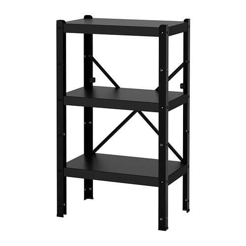 BROR Rangement avec armoire/établi, noir/contreplaqué de pin, 340x40x191 cm  - IKEA Belgique