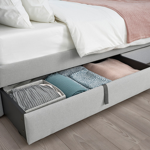 GLADSTAD - upholstered bed, 2 storage boxes, Kabusa light grey | IKEA Taiwan Online - PE828871_S4