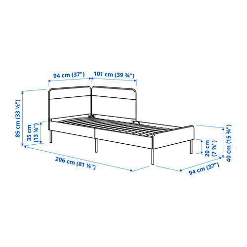 BLÅKULLEN uph bed frame with corner headboard