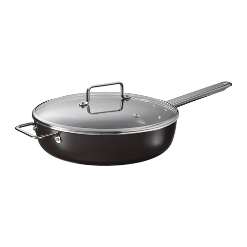 GULDÖRING - 煎炒鍋附蓋，不沾塗層 玻璃/黑灰色，28 公分 | IKEA 線上購物 - E1010524_S4