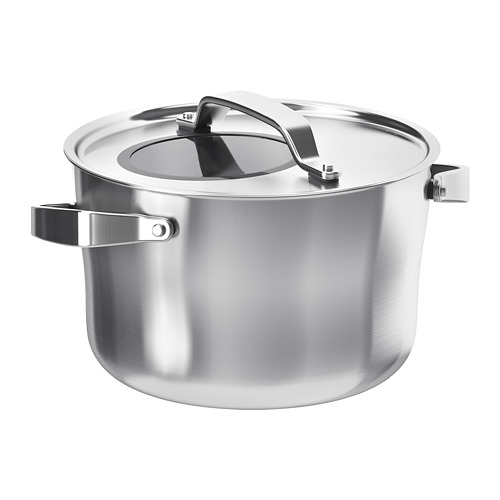 SENSUELL - pot with lid, stainless steel/grey, 5.5L | IKEA Taiwan Online - PE729074_S4