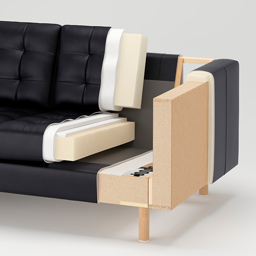LANDSKRONA - 5-seat sofa, with chaise longues/Gunnared dark grey/wood | IKEA Taiwan Online - PE729157_S4