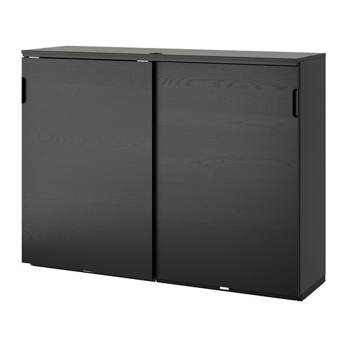 GALANT - cabinet with sliding doors, black stained ash veneer | IKEA Taiwan Online - PE686151_S4