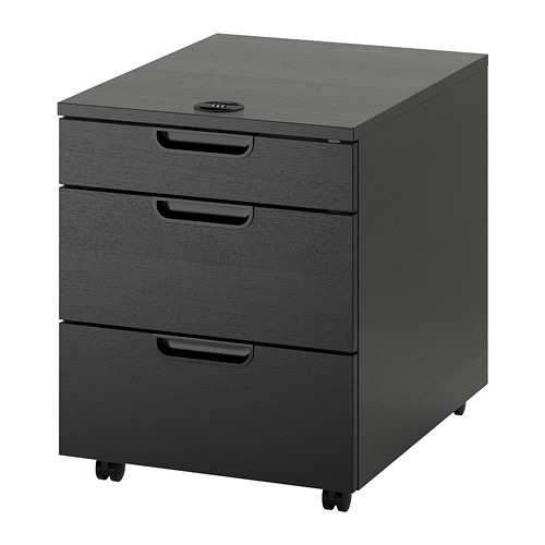 GALANT - drawer unit on castors, black stained ash veneer, 45x55 cm | IKEA Taiwan Online - PE686183_S4