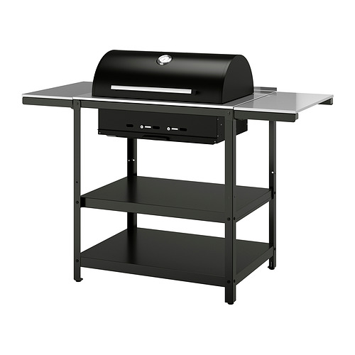 GRILLSKÄR charcoal barbecue w 2 side tables