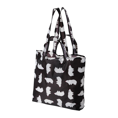SKYNKE - 購物袋, 黑色 白色/具圖案 北極熊 | IKEA 線上購物 - PE829212_S4