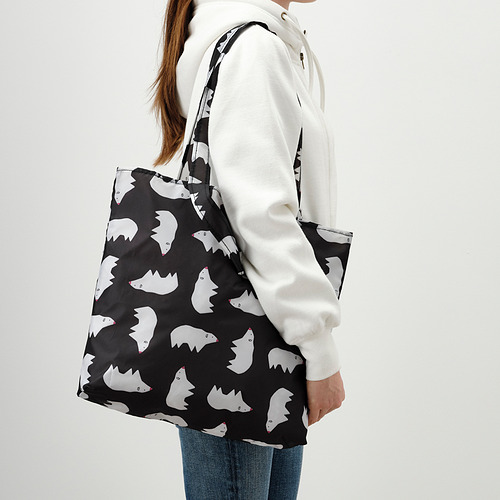 SKYNKE - 購物袋, 黑色 白色/具圖案 北極熊 | IKEA 線上購物 - PE829213_S4