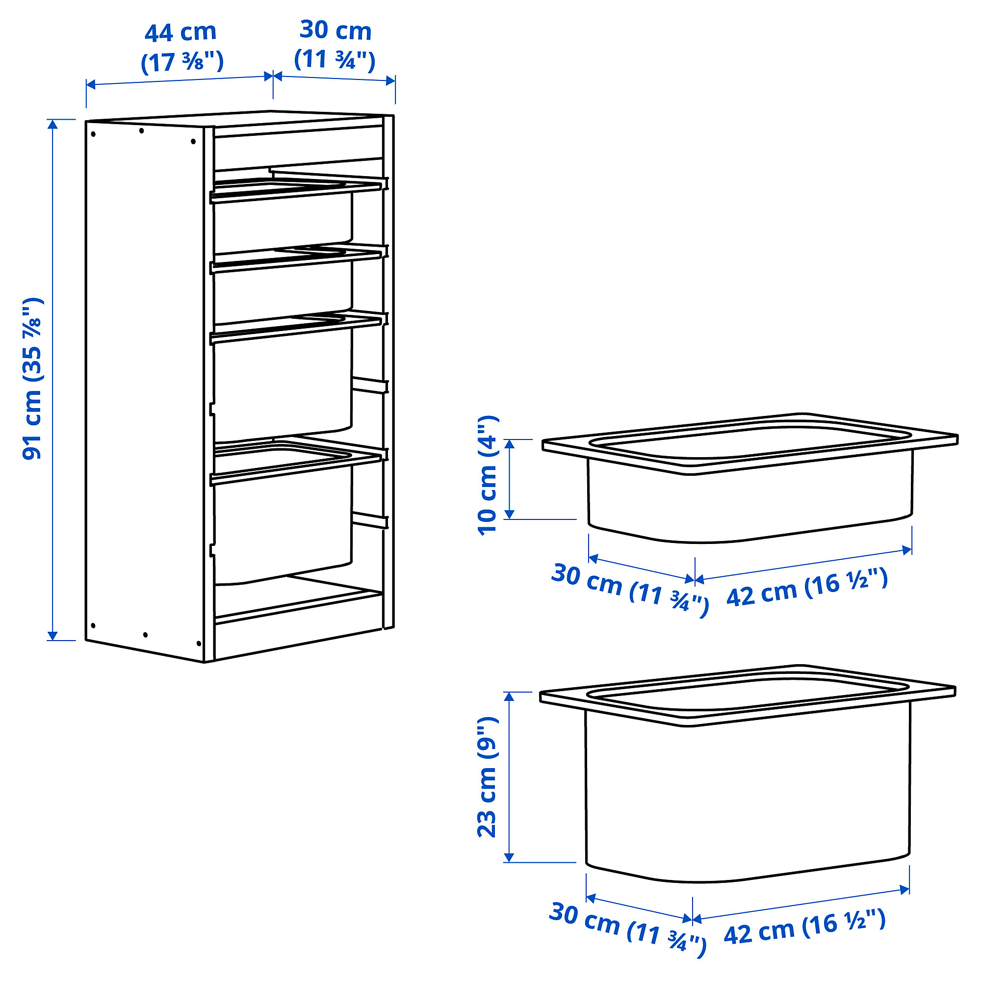 TROFAST storage combination with boxes