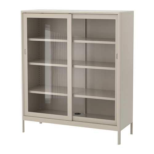 IDÅSEN - cabinet with sliding glass doors, beige, 120x140 cm | IKEA Taiwan Online - PE686433_S4