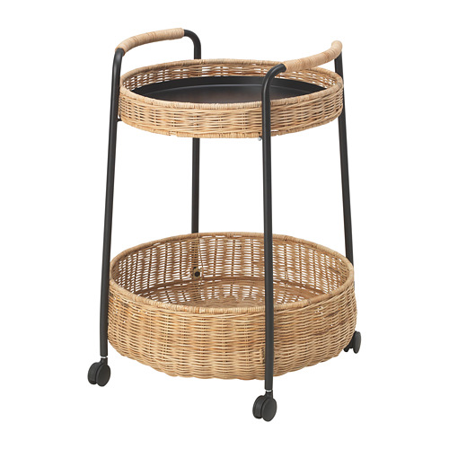 LUBBAN - trolley table with storage, rattan/anthracite | IKEA Taiwan Online - PE729711_S4
