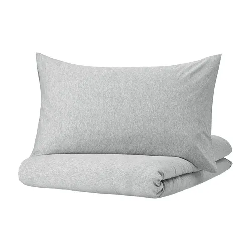 SPJUTVIAL - duvet cover and 2 pillowcases, light grey/mélange, 200x200/50x80 cm | IKEA Taiwan Online - PE775205_S4