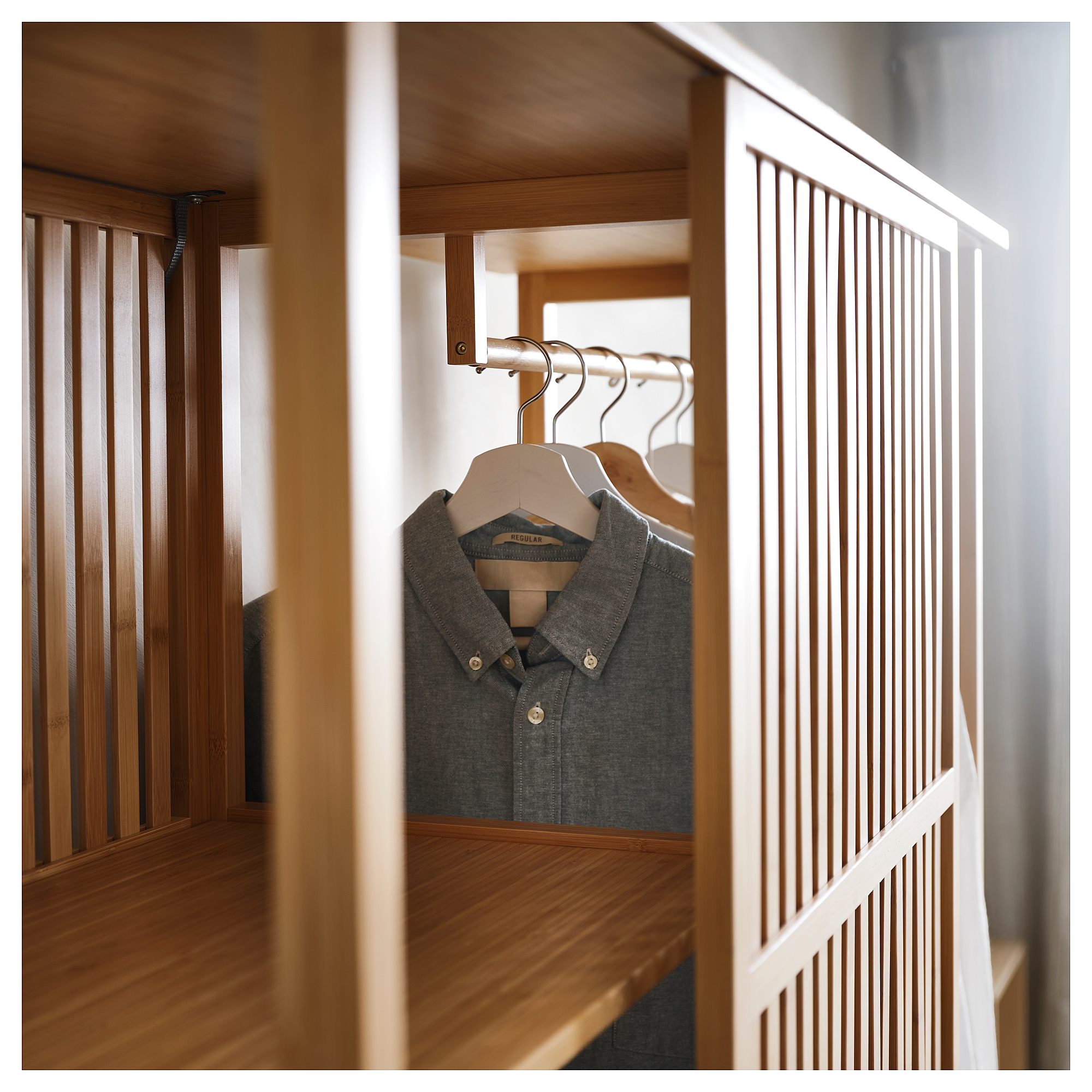 NORDKISA - open wardrobe with sliding door, bamboo, 120x186