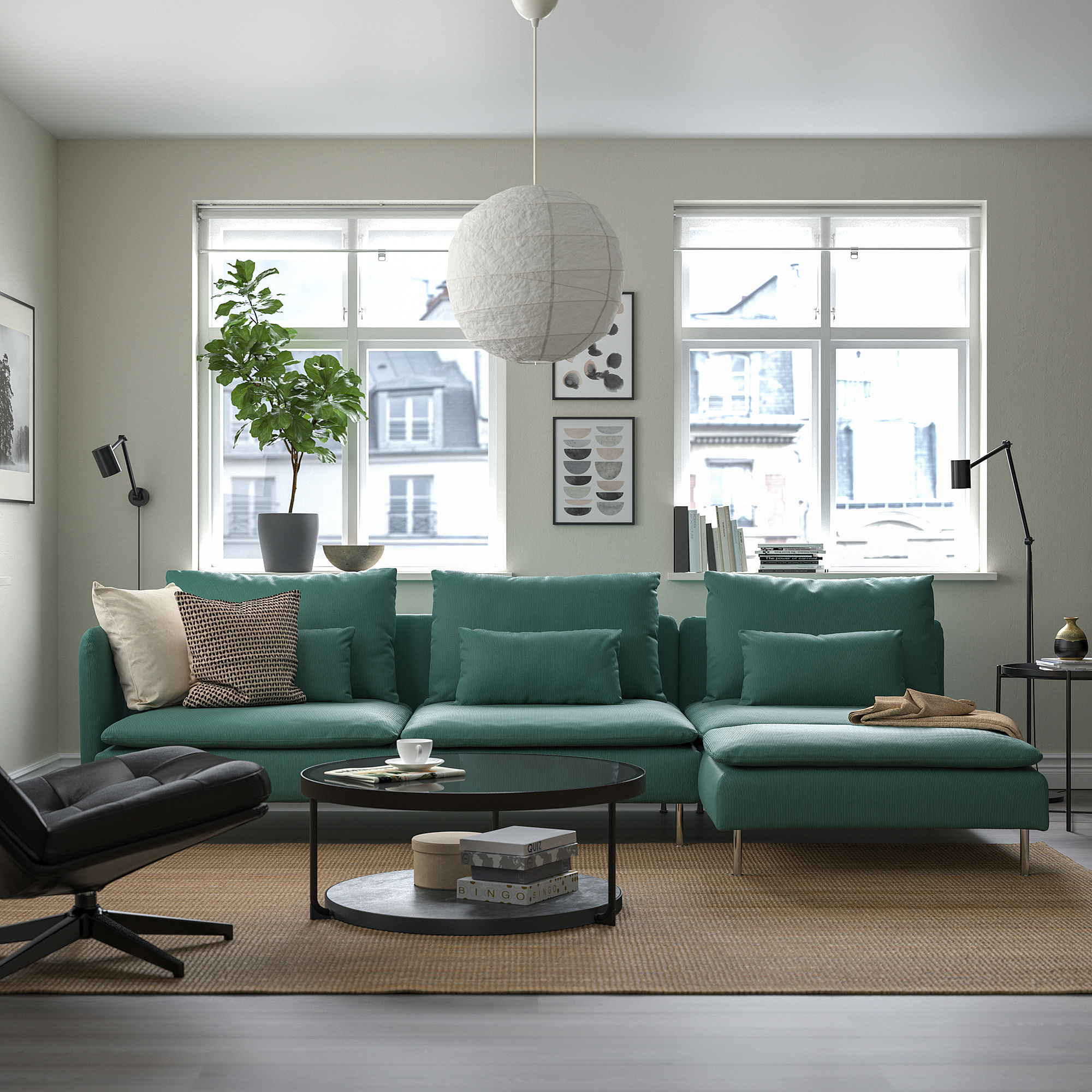 SÖDERHAMN 4-seat sofa with chaise longue