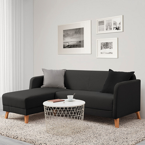 LINANÄS - 3-seat sofa, with chaise longue/Vissle dark grey | IKEA Taiwan Online - PE829463_S4