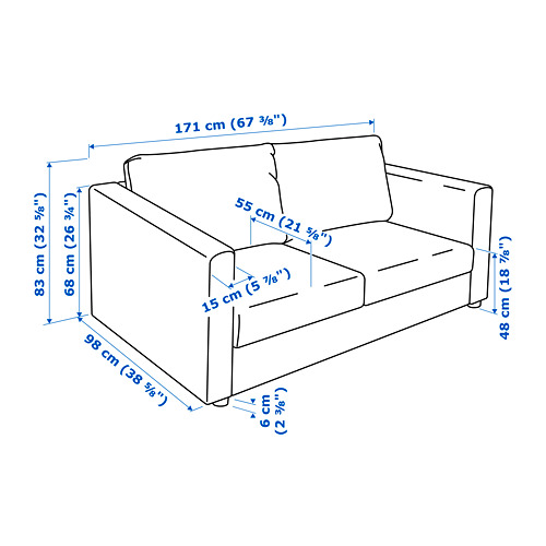 VIMLE - 2-seat sofa, Saxemara black-blue | IKEA Taiwan Online - PE729951_S4