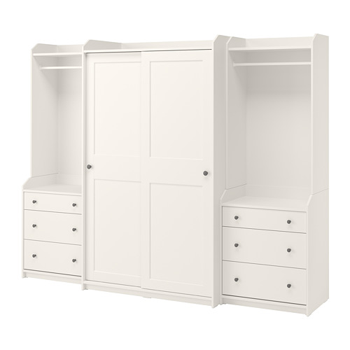 HAUGA - wardrobe combination, white, 258x55x199 cm | IKEA Taiwan Online - PE783953_S4