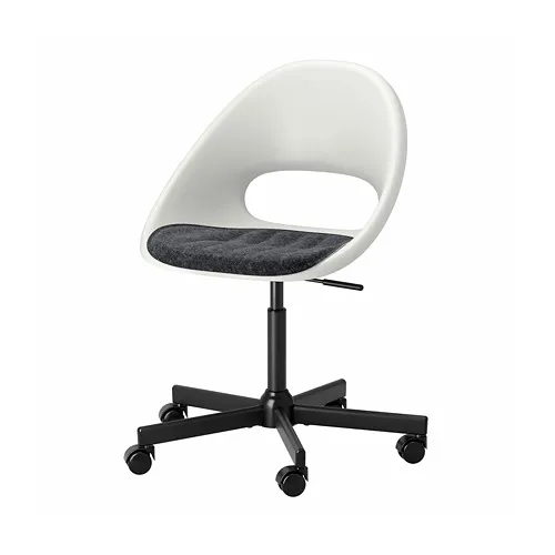 LOBERGET/MALSKÄR - 旋轉椅附椅墊, 白色 黑色/深灰色 | IKEA 線上購物 - PE772620_S4