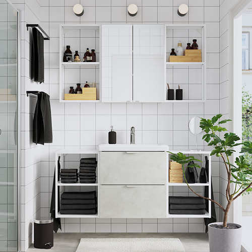 ENHET/TVÄLLEN - 浴室家具 18件組, 仿混凝土/白色 BROGRUND水龍頭 | IKEA 線上購物 - PE784247_S4