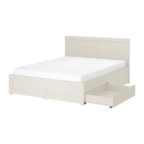 FÅGELFJÄLLET - bed frame with 2 storage boxes, off-white/Luröy, 150x200 cm | IKEA Taiwan Online - E1012954_S4