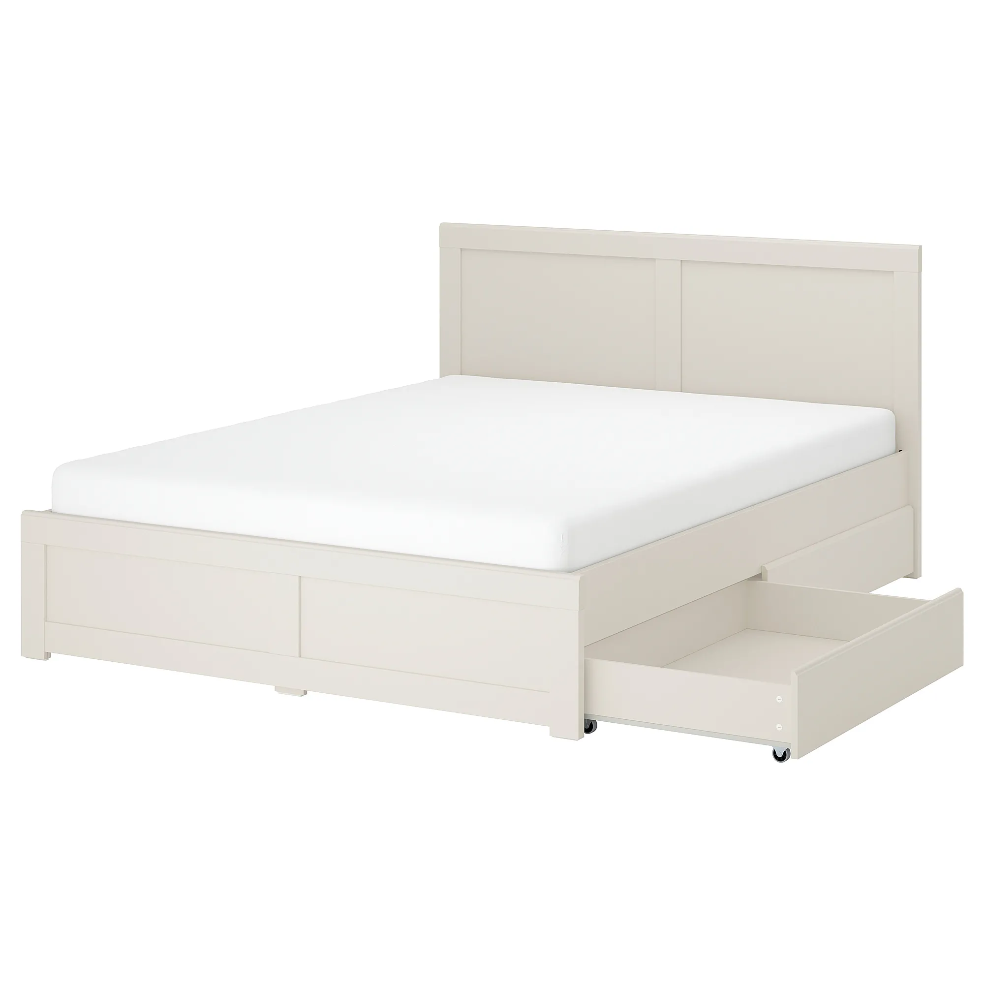 FÅGELFJÄLLET bed frame with 4 storage boxes