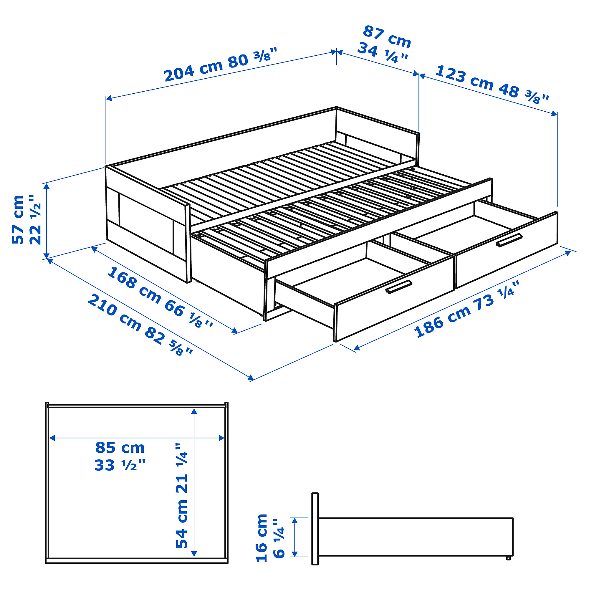 BRIMNES 坐臥兩用床框附2抽屜