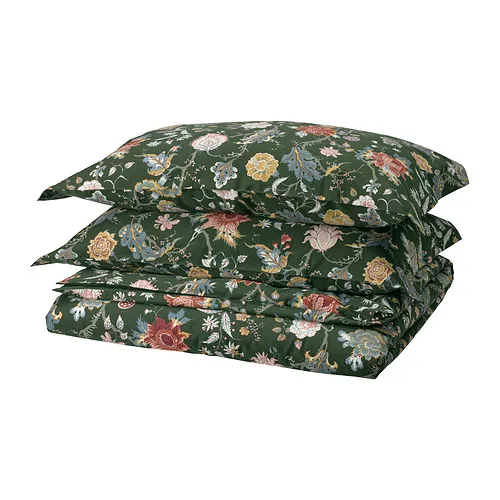 NÄSSELKLOCKA - duvet cover and 2 pillowcases, dark grey-green/multicolour, 200x200/50x80 cm | IKEA Taiwan Online - PE940339_S4