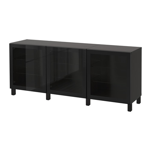 BESTÅ - storage combination with doors, black-brown/Glassvik black/clear glass | IKEA Taiwan Online - PE574382_S4
