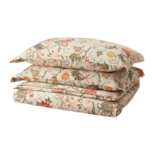 NÄSSELKLOCKA - duvet cover and 2 pillowcases, light grey-beige/multicolour, 200x200/50x80 cm | IKEA Taiwan Online - PE940363_S4