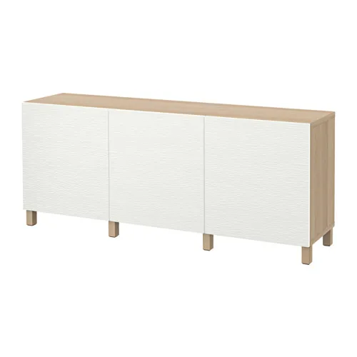 BESTÅ - 附門收納組合, 染白橡木紋/Laxviken/Stubbarp 白色, 180x42x74 公分 | IKEA 線上購物 - PE574482_S4