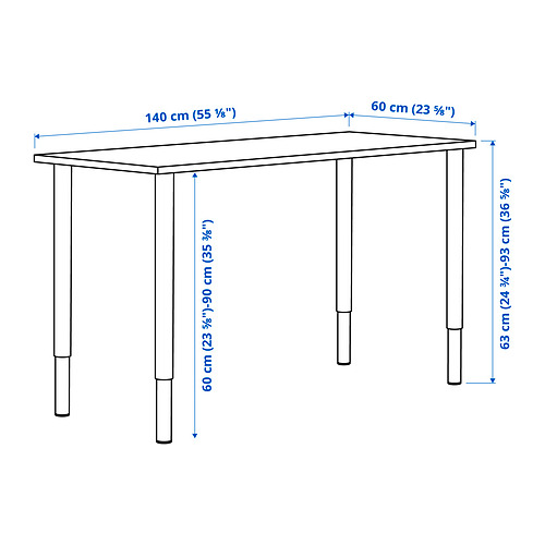 LAGKAPTEN/OLOV - desk, white stained oak effect/white | IKEA Taiwan Online - PE829899_S4