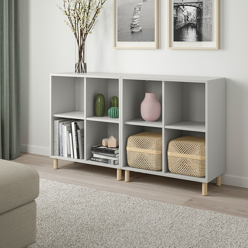 EKET - cabinet combination with legs, light grey/wood | IKEA Taiwan Online - PE784645_S4