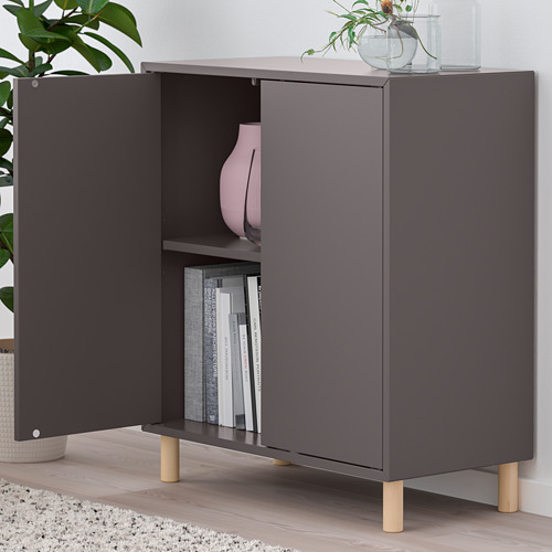 EKET - cabinet combination with legs, dark grey/wood | IKEA Taiwan Online - PE784663_S4