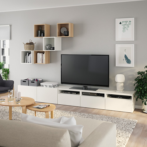 EKET/BESTÅ - cabinet combination for TV, white/white stained oak effect | IKEA Taiwan Online - PE784746_S4