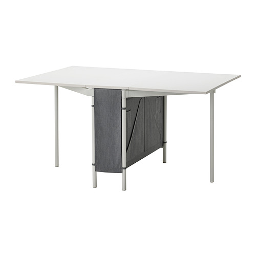 KALLHÄLL - gateleg table with storage, white/light grey | IKEA Taiwan Online - PE829990_S4