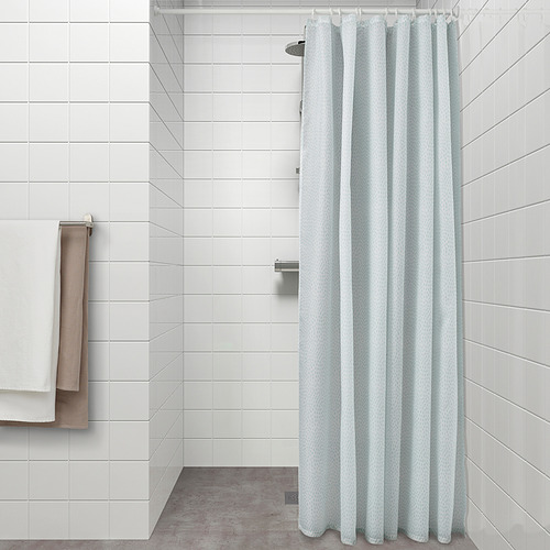 RÅNEÄLVEN - 浴簾, 白色/土耳其藍 | IKEA 線上購物 - PE830036_S4