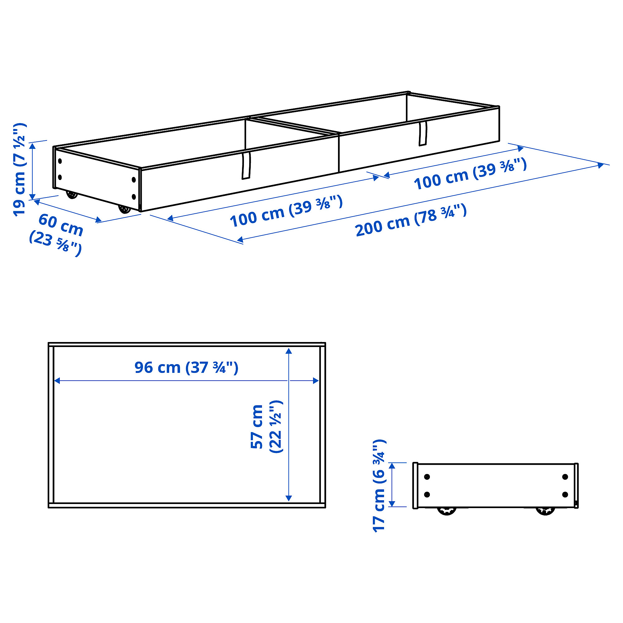 GLADSTAD upholstered bed storage box